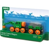 BRIO World Grüner Kranwagen mit Anhänger, Spielfahrzeug grün/gelb