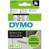 Dymo D1 ORIGINAL Schriftband, schwarz auf transparent, 12mm x 7m S0720500  