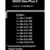 Wera 950/9 Hex-Plus 2 Winkelschlüsselsatz, 9-teilig, Schraubendreher mit Halteclip