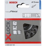 Bosch X-LOCK Topfbürste Heavy for Metal, Ø 75mm, gezopft 0,35mm Stahldraht, für X-LOCK Winkelschleifer