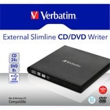 Verbatim External Slimline CD/DVD Writer, externer DVD-Brenner schwarz