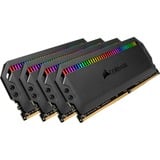 Corsair DIMM 32 GB DDR4-3200 (4x 8 GB) Quad-Kit, für AMD Optimiert , Arbeitsspeicher schwarz, CMT32GX4M4Z3200C16, Dominator Platinum RGB, INTEL XMP