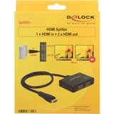 DeLOCK Splitter 1x HDMI Stecker > 2x HDMI out 4K, HDMI Splitter schwarz, 60cm