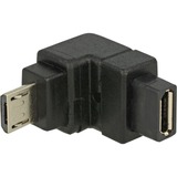 DeLOCK USB 2.0 Adapter, Micro-USB Stecker > Micro-USB Buchse 90° schwarz, nach unten abgewinkelt