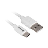 Sharkoon USB 2.0 Kabel, USB-A Stecker > USB-C Stecker weiß, 3 Meter