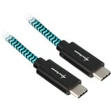 Sharkoon USB 3.2 Gen 2 Kabel, USB-C Stecker > USB-C Stecker schwarz/hellblau, 1 Meter, gesleevt