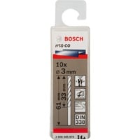 Bosch Metall-Spiralbohrer HSS-Co, Ø 3mm Arbeitslänge 33mm, 10 Stück