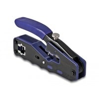 DeLOCK Crimp-Zange für 8P/ RJ45 Modularstecker, Crimpzange schwarz/blau, mit Klinge und Abisolierer (Easy-Connect)