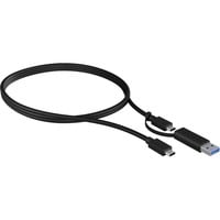 ICY BOX USB 3.2 Gen 2 Kabel, USB-C Stecker > USB-A + USB-C Stecker schwarz, 1 Meter, PD, Laden mit bis zu 100 Watt