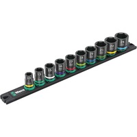 Wera 9607 Nuss-Magnetleiste B Impaktor 1 Steckschlüsseleinsatz-Satz 3/8" schwarz/grün, 10‑teilig, für Schlagschrauber
