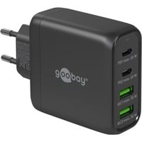 goobay USB-C Multiport-Schnellladegerät, PD, GaN, 68 Watt schwarz, 2x USB-C, 2x USB-A, Power Delivery, QuickCharge