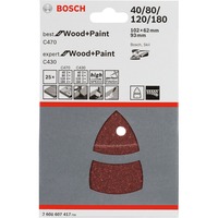 Bosch Schleifblatt-Set C470 und C430 für Multischleifer,102 x 62mm 25-teilig, K40 / 80 / 120 / 180