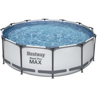 Bestway Steel Pro MAX Pool-Set, Ø 366cm x 100cm, Schwimmbad hellgrau, mit Filterpumpe