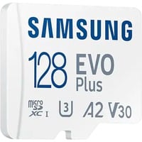 SAMSUNG EVO Plus 128 GB microSDXC (2021), Speicherkarte weiß, UHS-I U3, Class 10, V30, A2