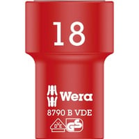 Wera VDE Zyklop-Steckschlüssel-Einsatz, 18mm, 3/8" rot/gelb, isoliert bis 1.000 Volt