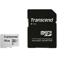 Transcend 300S 16 GB microSDHC, Speicherkarte silber, UHS-I U1, Class 10