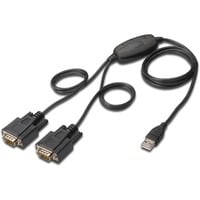 Digitus USB 2.0 Adapterkabel, USB-A Stecker > 2x Seriell RS232 Stecker schwarz, 1,5 Meter